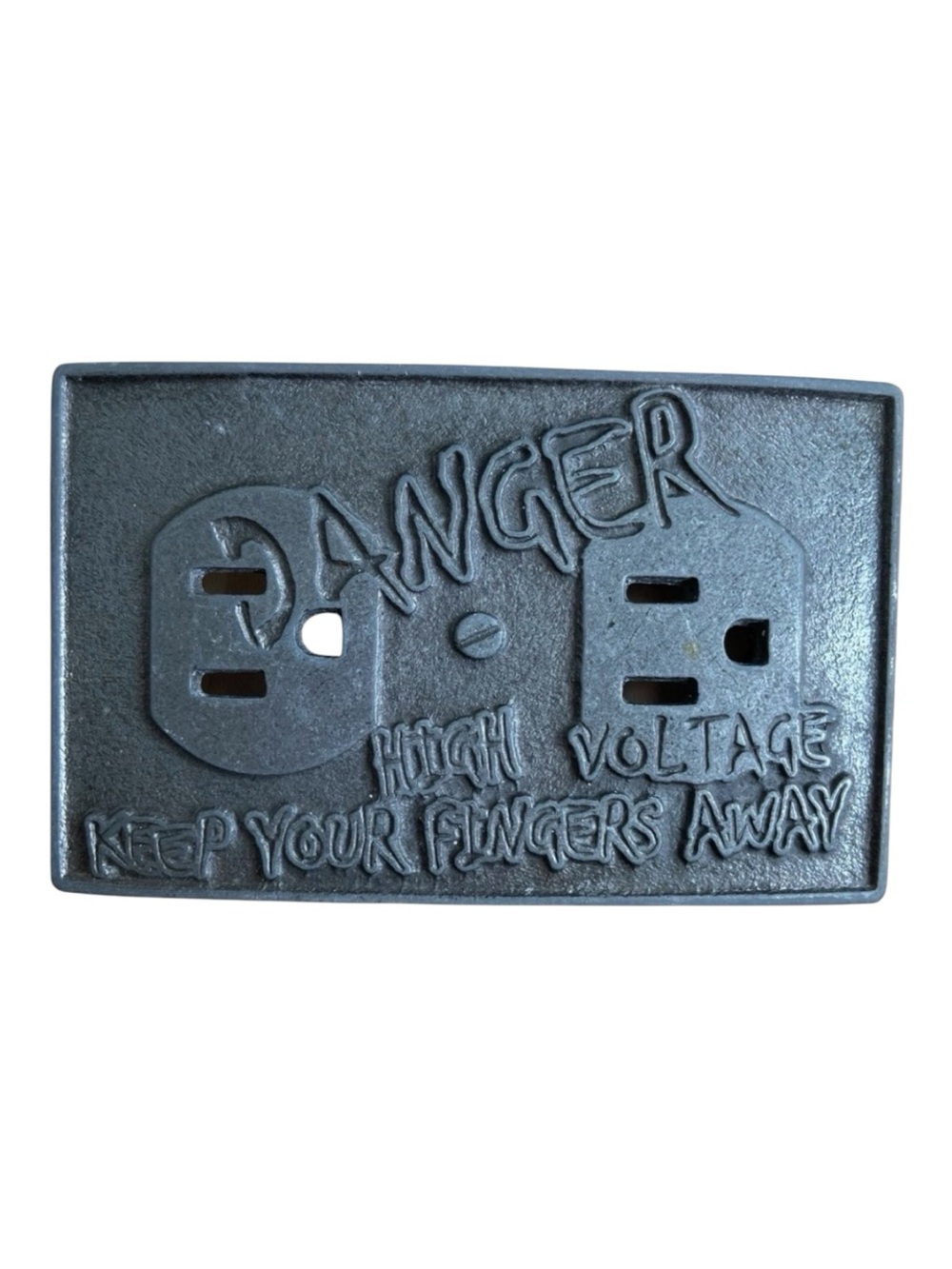 Danger High Voltage Belt Buckle Electrical Outlet Metal Industrial Unisex